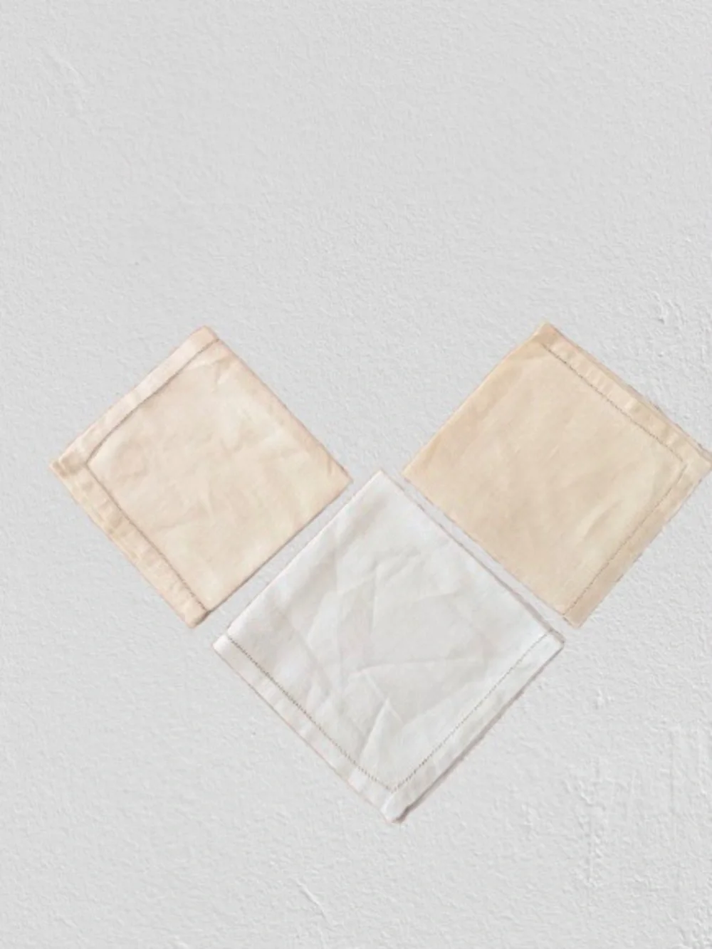 New ivory linen dinner napkins featuring a delicate hemstitch border, Set 3