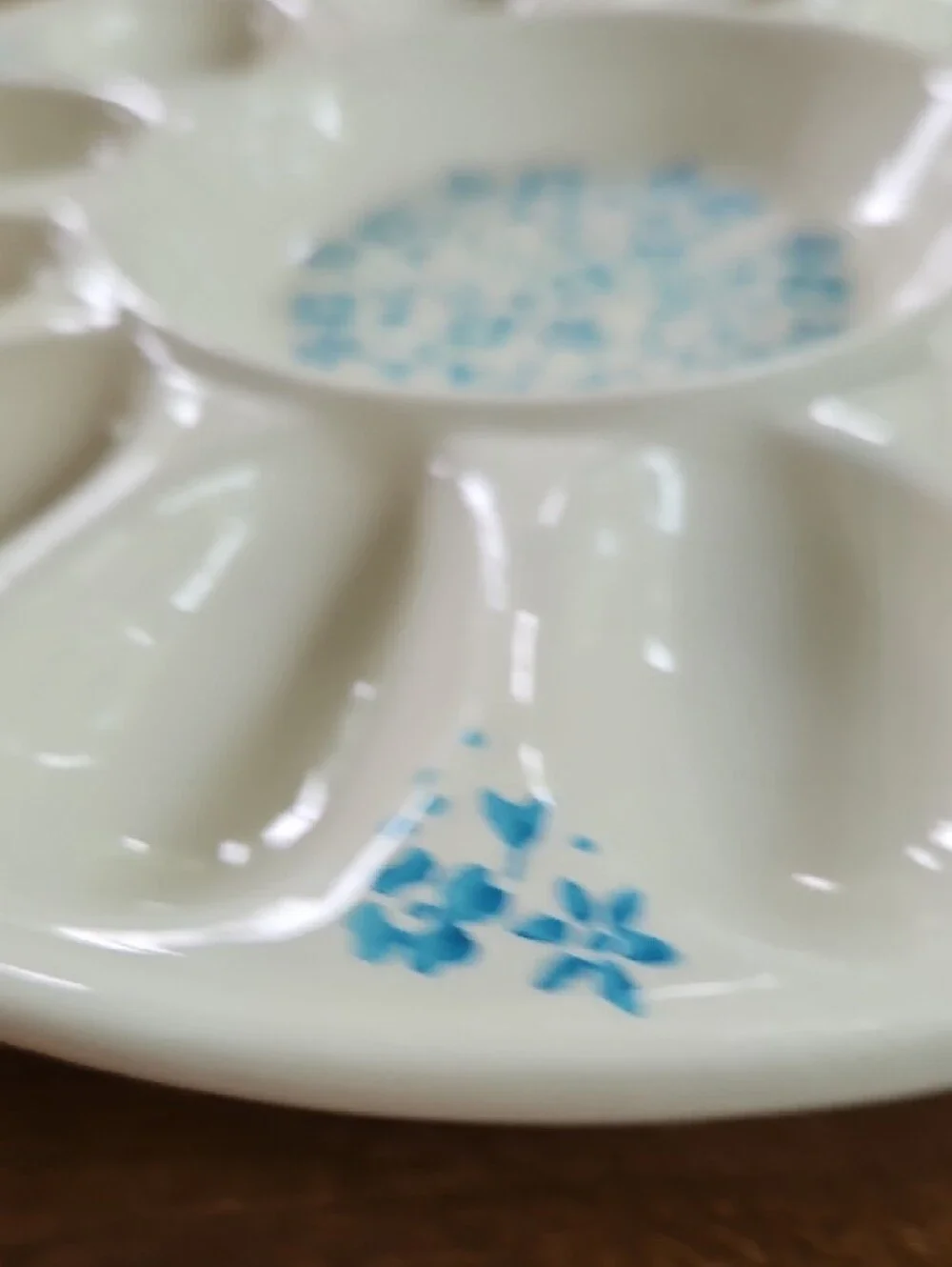 FARVAL Deviled Egg Plate, Hand-painted Ceramic, Portugal