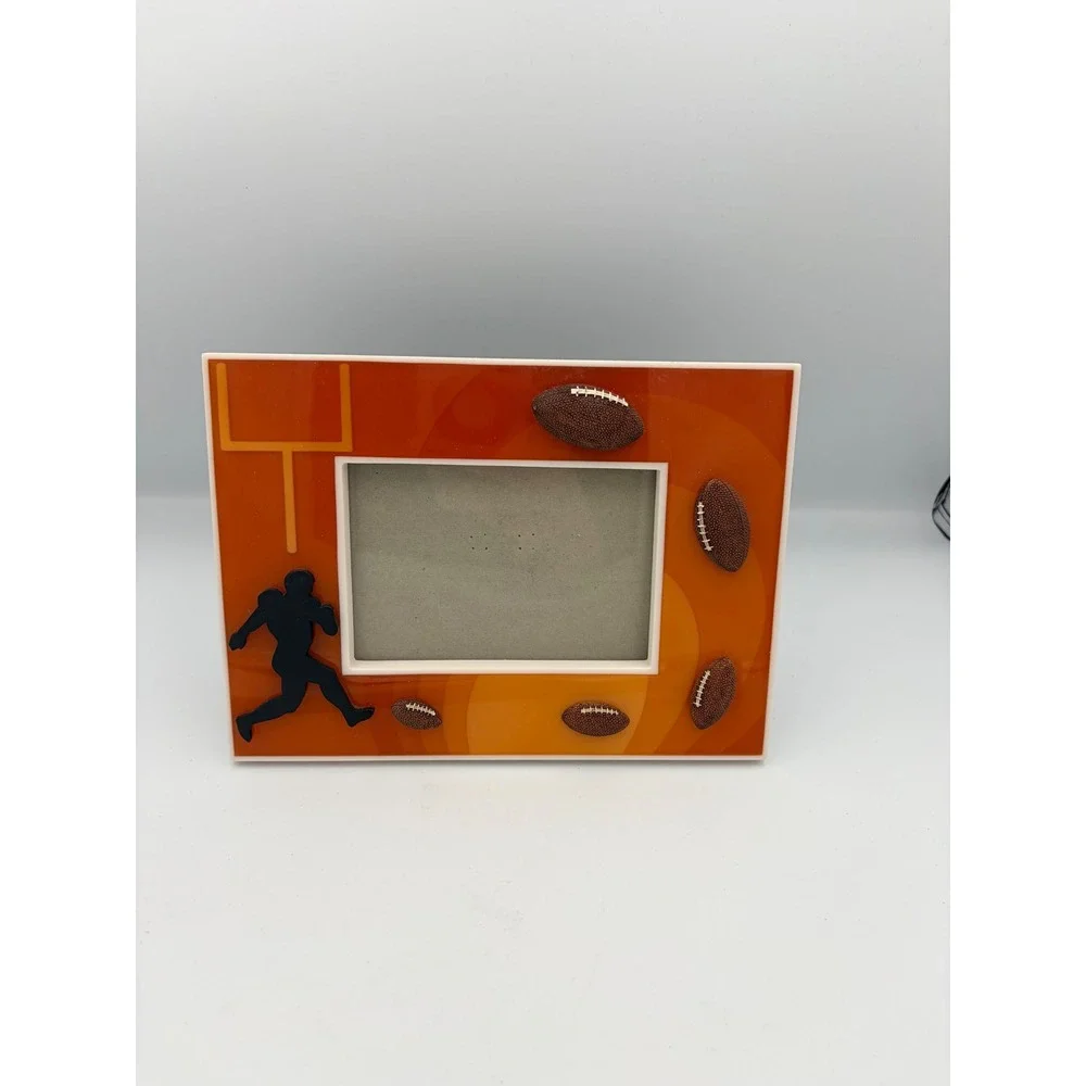 Football Picture Frame Orange Silhouette Player Goal Post 4x6 Photo‎ Decor