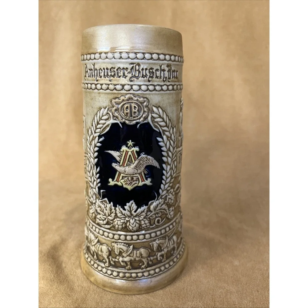 ANHEUSER BUSCH ~ Ceramic Beer Stein Mug ST LOUIS Missouri Made in Brazil