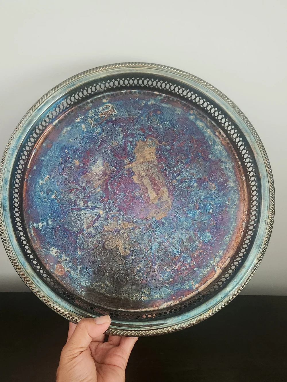 Vintage Rogers Decorative Silver Plated Tray - Tarnished Accent