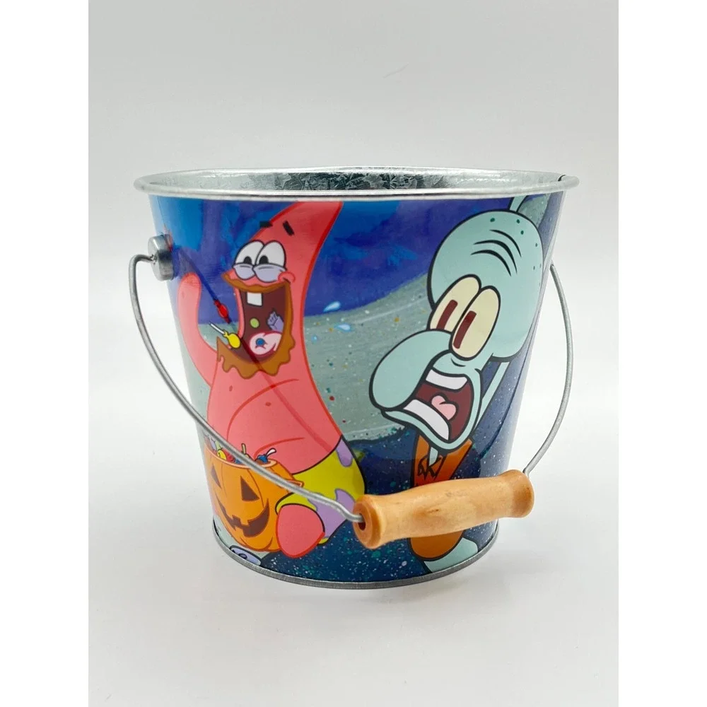 Vintage‎ Nickelodeon SpongeBob SquarePants Tin Pail Bucket w/ Handle 2004