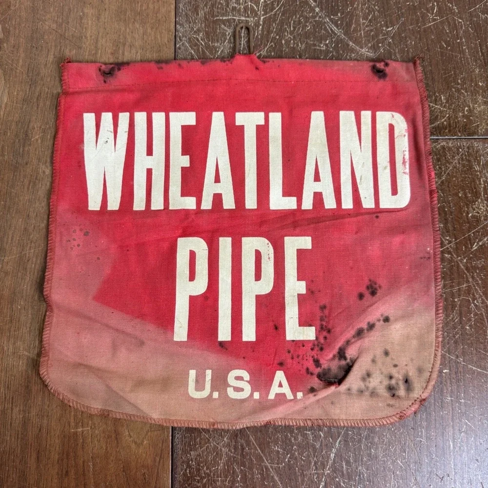 Vintage‎ Wheatland Pipe U.S.A. Red Safety Flag Cotton 12 x 12 inches Decor
