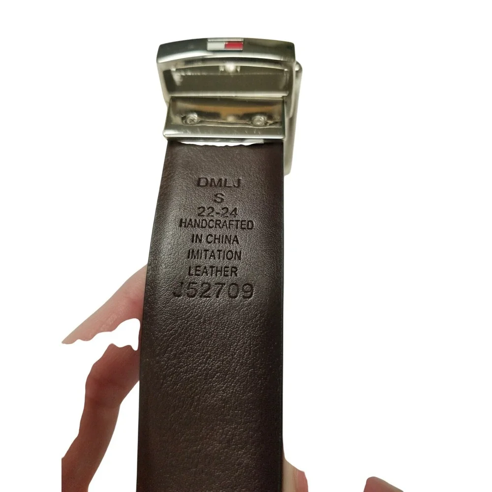 Tommy Hilfiger Reversible Belt Youth Handcrafted‎ S 22-24 Black Brown Silver