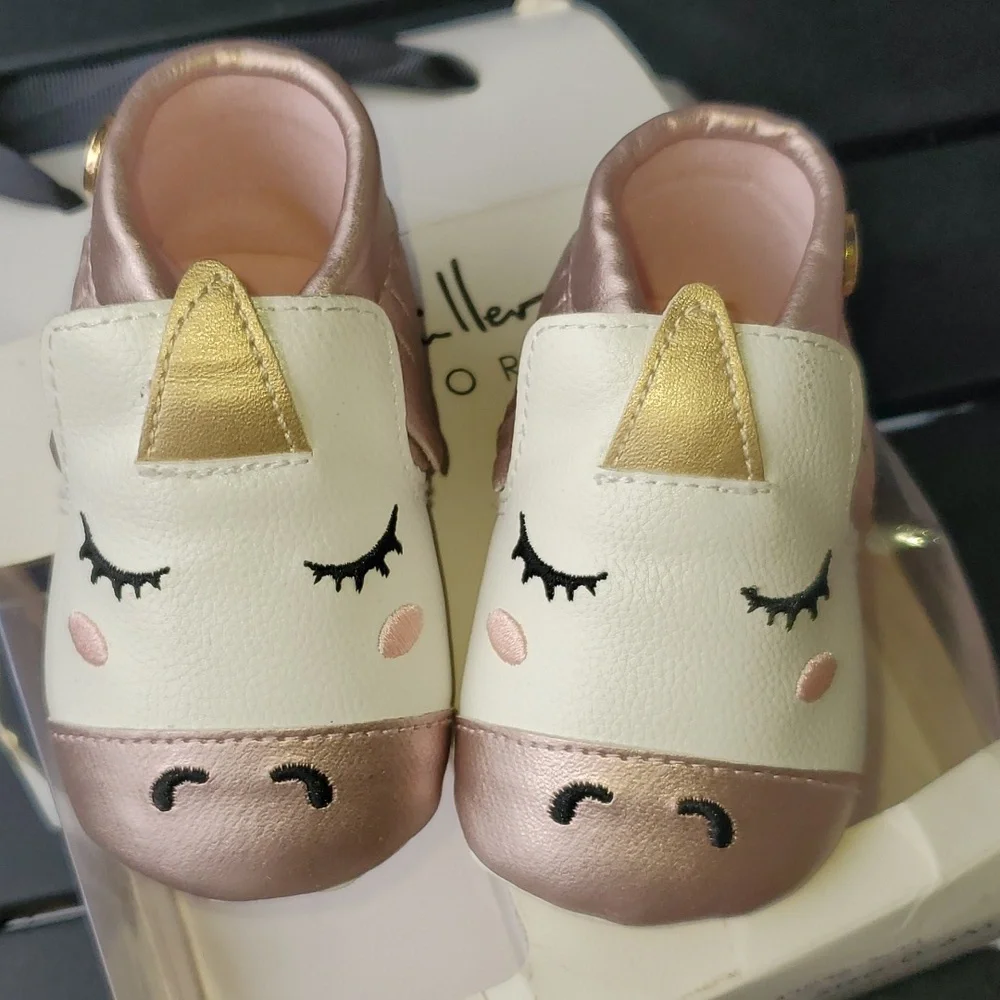 New Nicole Miller NY Stepping Stones Babygirl Infant Unicorn Booties Size 0-6 mo