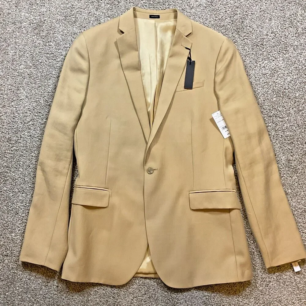 J Ferrari JF Mens Sport Coat Suit Jacket Blazer Slim Fit Florence‎ Brown 42L NWT
