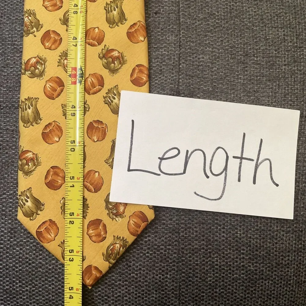 Vintage Yves‎ Saint Laurent YSL 100% Silk Neck Tie Gold Yellow Hazelnut RARE NWT