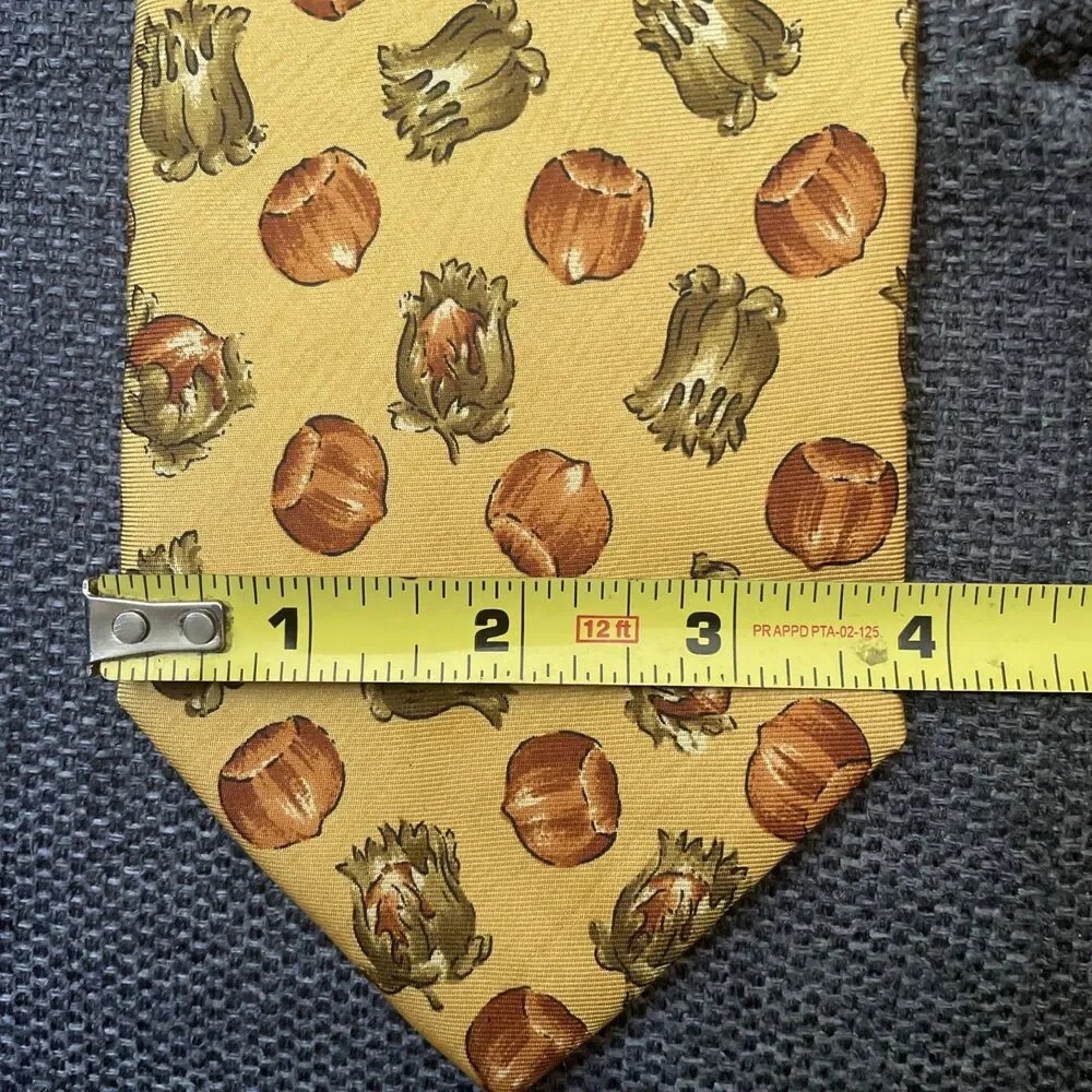 Vintage Yves‎ Saint Laurent YSL 100% Silk Neck Tie Gold Yellow Hazelnut RARE NWT