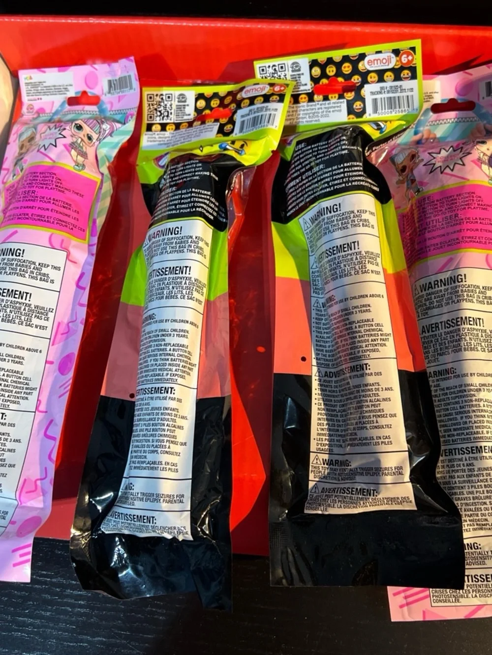 Light-Up Party Tubes - Emoji & Character Assortment, Blue/Pink/Purple