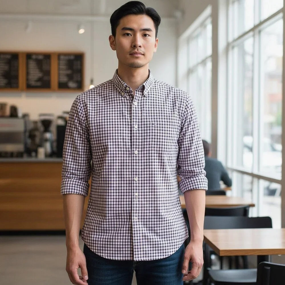 J. CREW Men's Slim Fit Woven Checkered Button-Down‎ Shirt | Size L