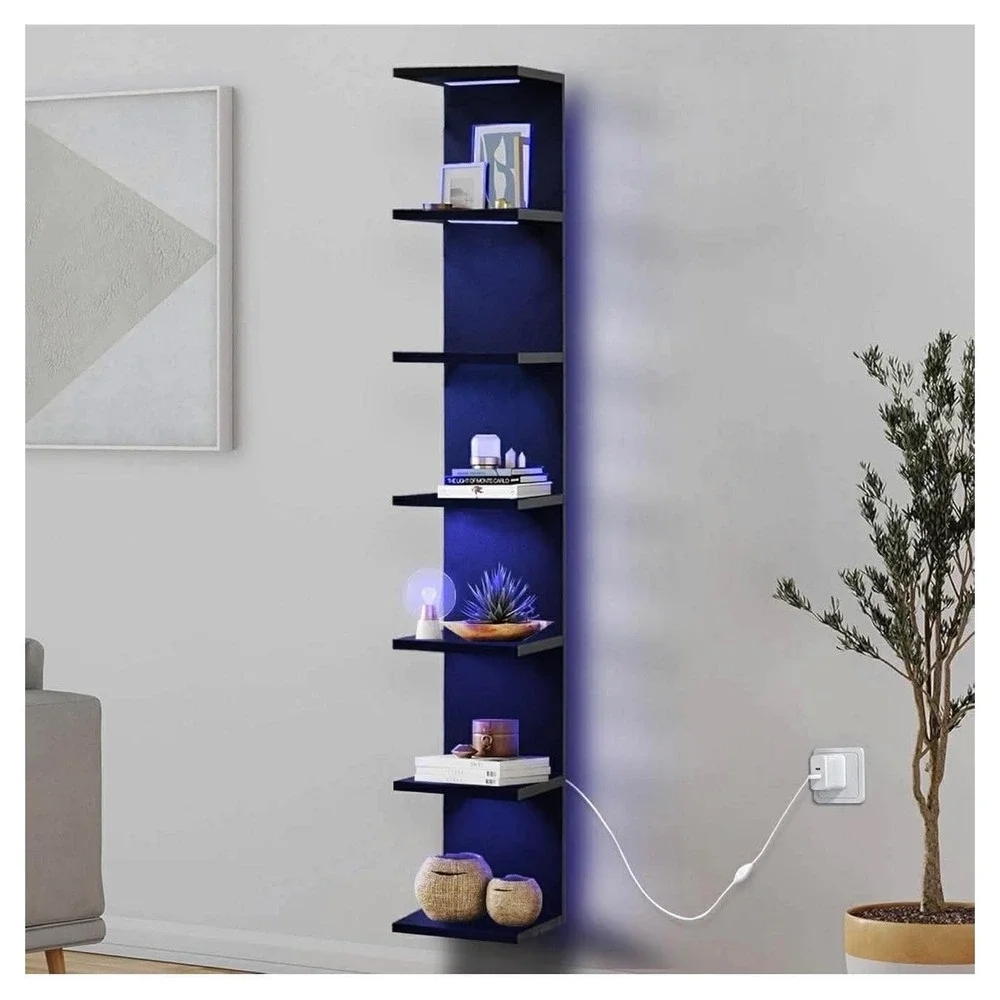 7-tier Wall Shelf With‎ 10 RGB Lightning Modes Multifunctional Wall Mounted