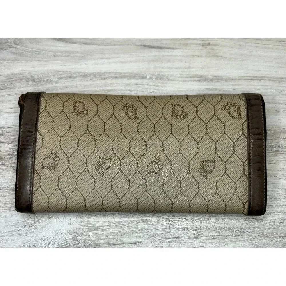 Christian Dior vintage 80s rare honeycomb print wallet.