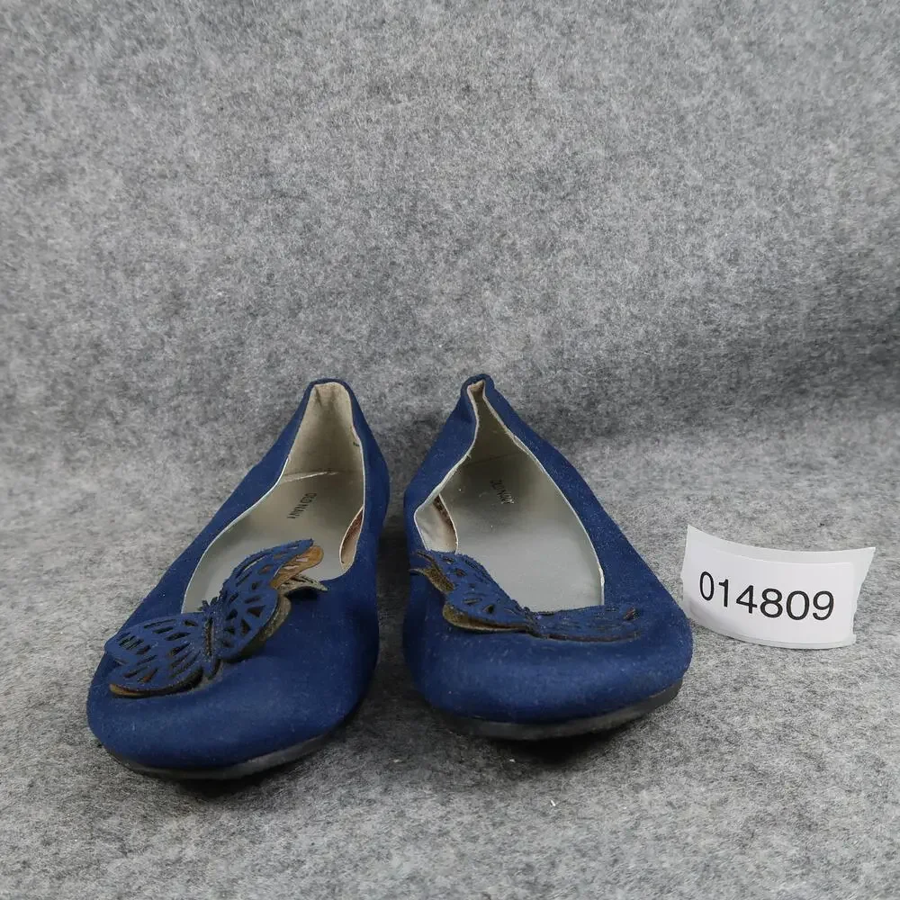 Old Navy Shoes Kids Girls 2 Ballet Flats Slip On Blue Butterfly Skimmer Loafer