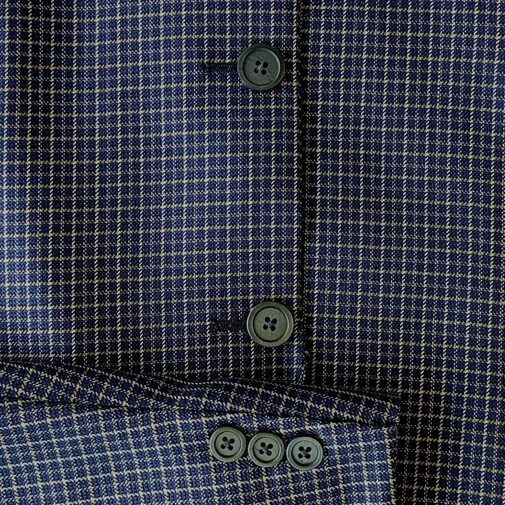 Brandini Le Collezioni Men's Wool Silk Blend Plaid Blazer 46R‎