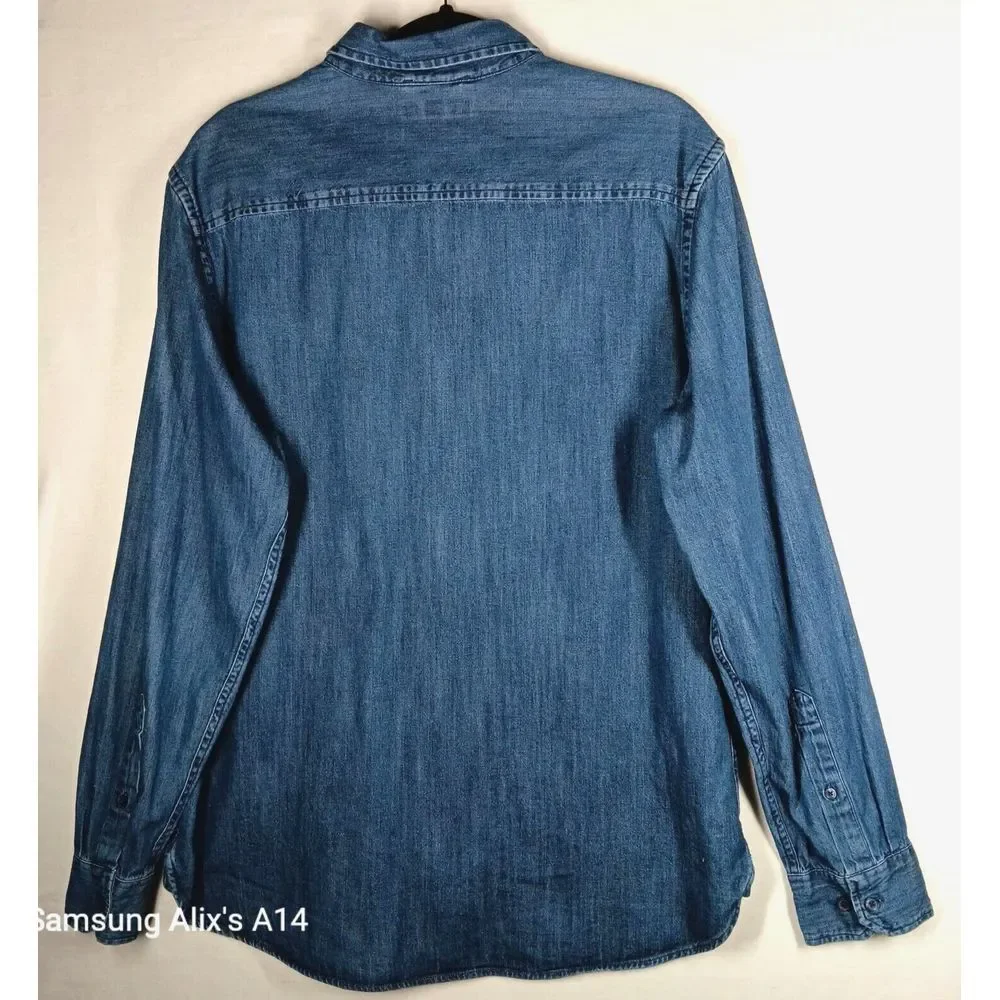 Banana Republic Shirt Mens Large Blue Denim Jean Long‎ Sleeve 100% cotton