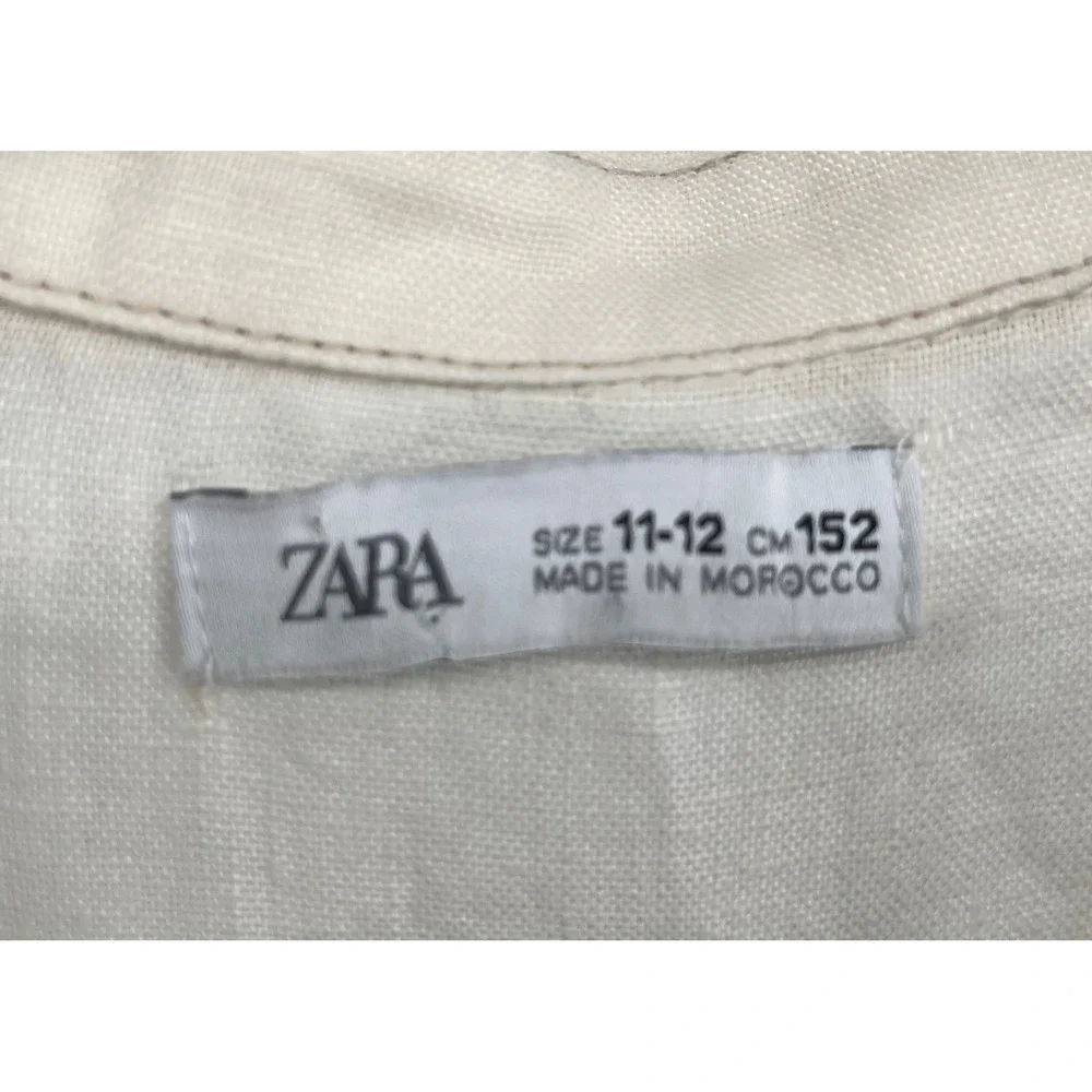 Zara 100% Linen Romper Jumpsuit Sheer Cream Beige Utility Beach Travel Size‎ XS
