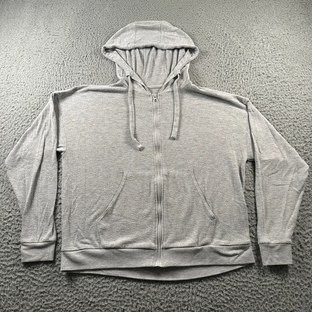 Alo Yoga Soho Hoodie Womens XS Gray‎ Lightweight Zip Up Hooded Loungewear