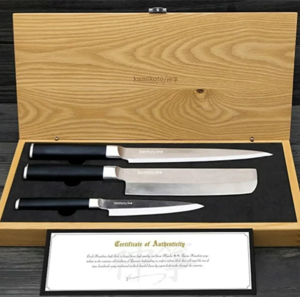 Kamikoto Japanese Steel Ibaraki Kitchen Knife Set Chef Gift