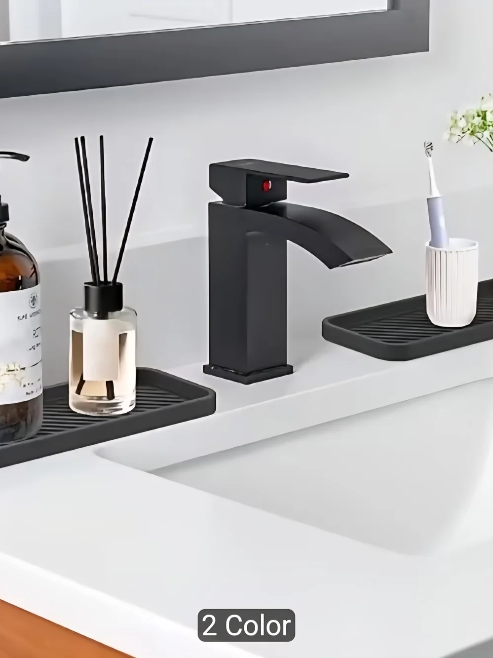 2pc Black Silicone Drip Tray Set