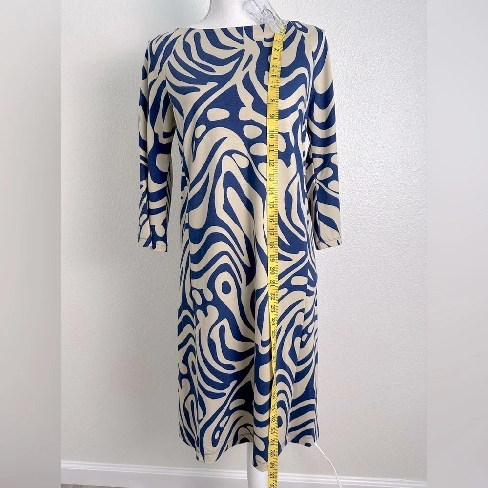 J McLaughlin Campbell Dress in Beige/Navy Puddle Print Size Small