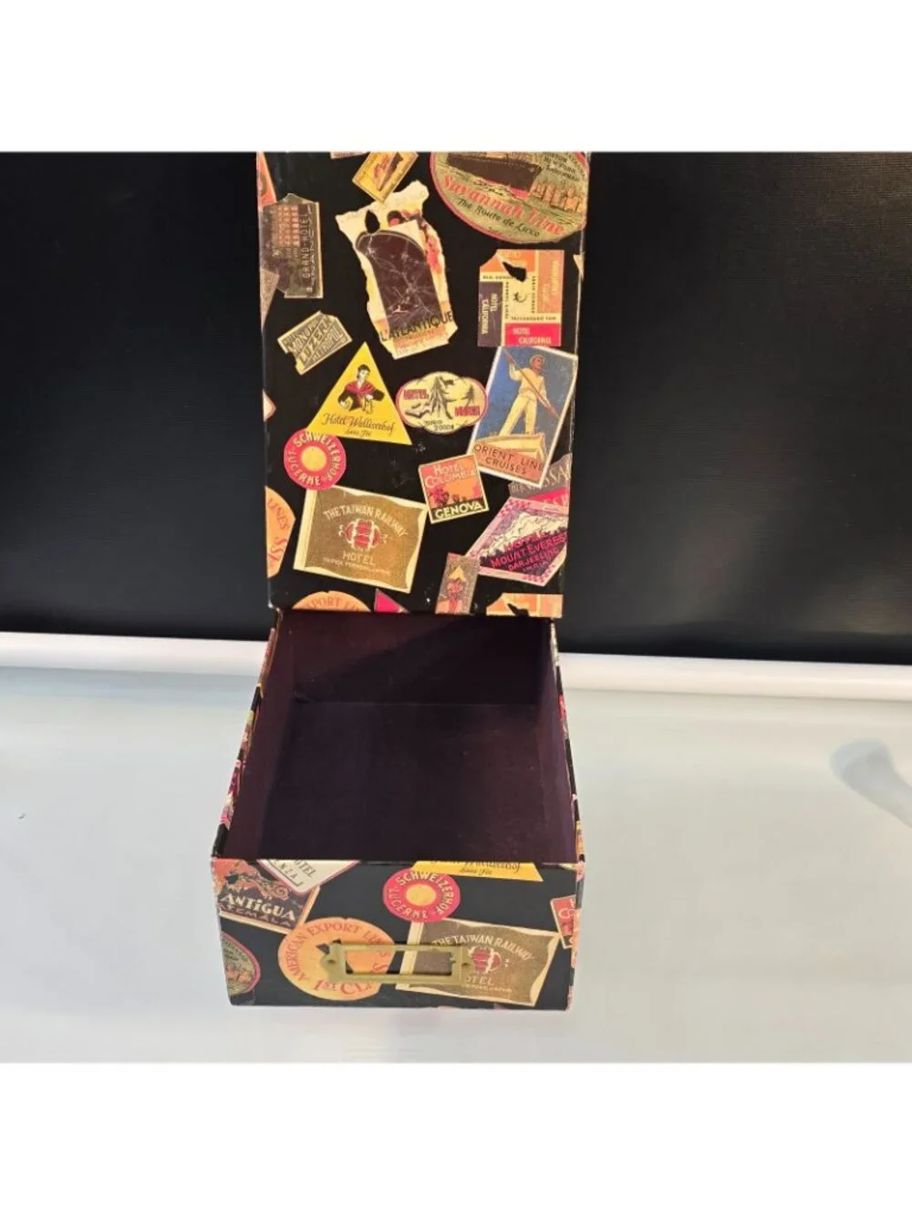 Decorative Storage Box Vintage Collage Of Luggage Labels  #2