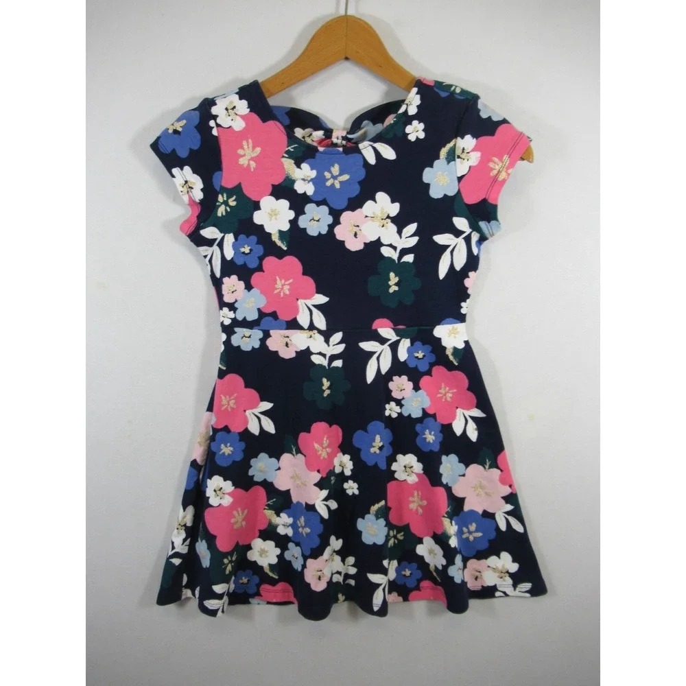 Gymboree Glitter Floral Skater Dress Girls Size 10 Short Sleeve Cotton