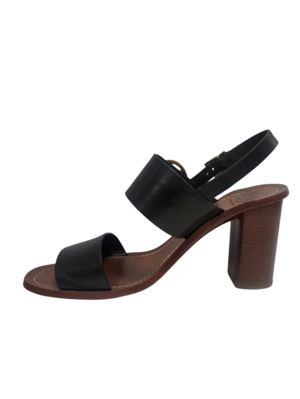 Tory Burch Thames Sandal Two-Tone Black & Brown Leather