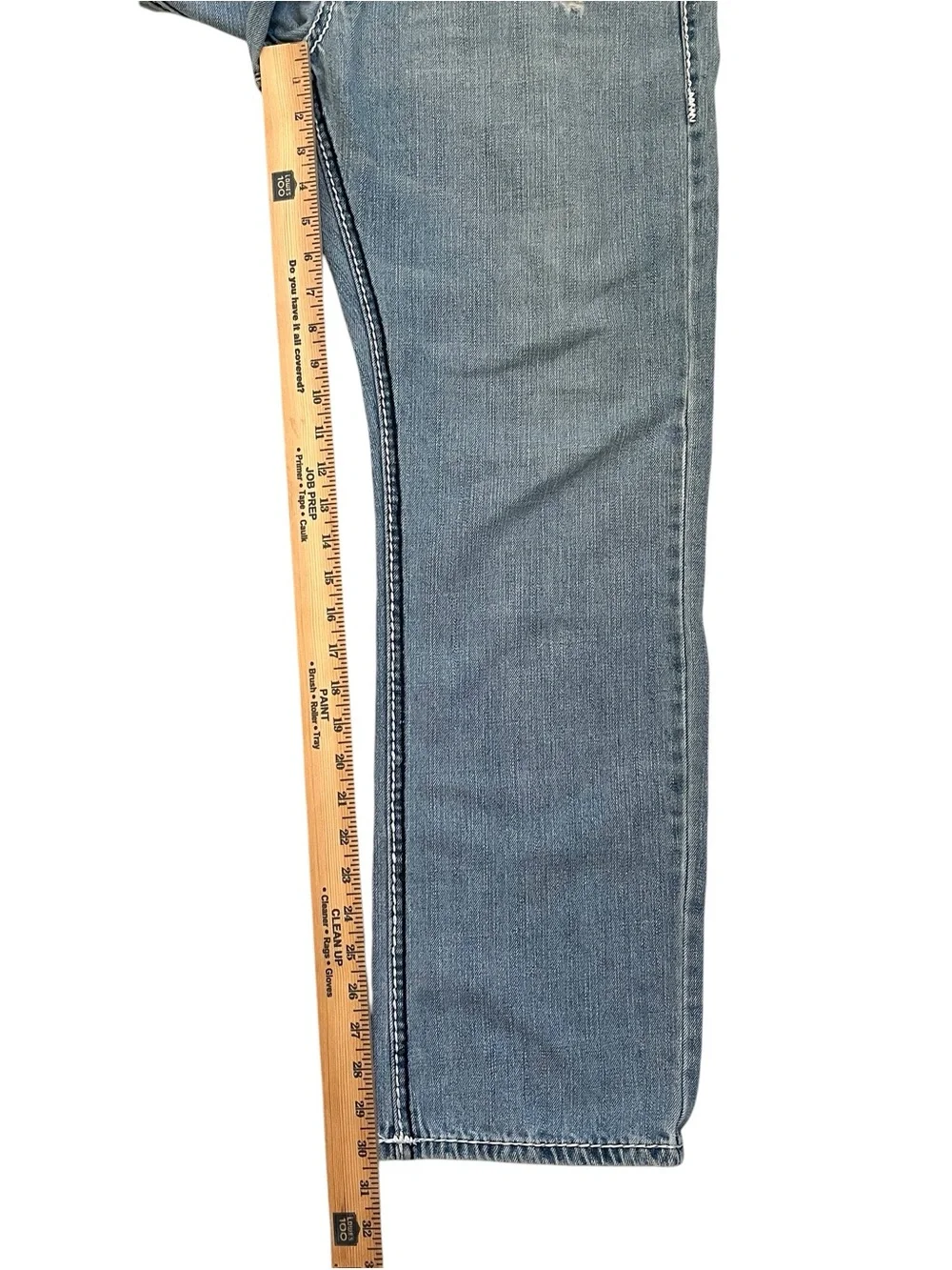 True Religion Joey Super T Jeans 34x30 Light Wash Bootcut USA Contrast Stitch