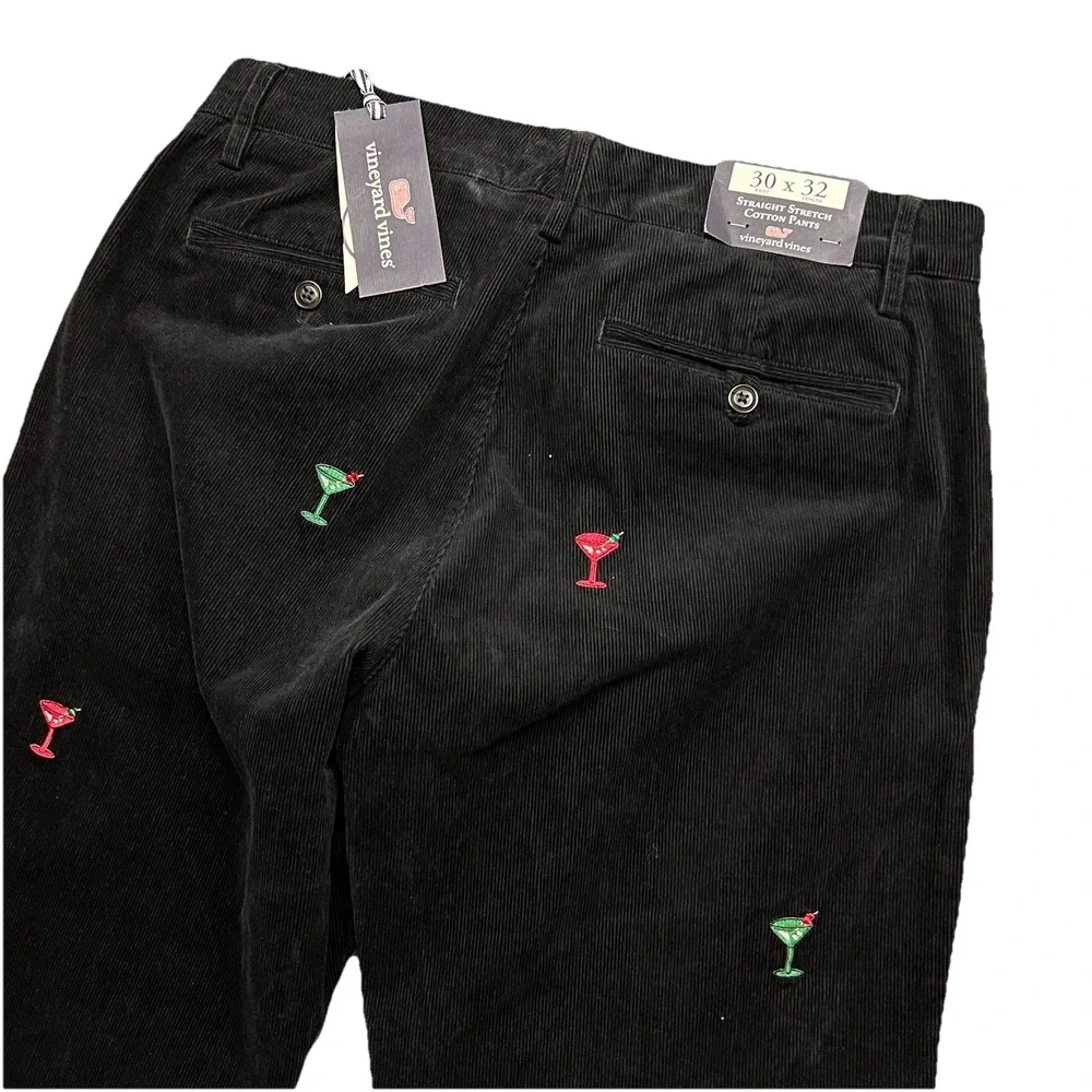 Vineyard Vines CORDUROY PANT MARTINIS JET BLACK 30X32 Straight Stretch NWT‎ $128