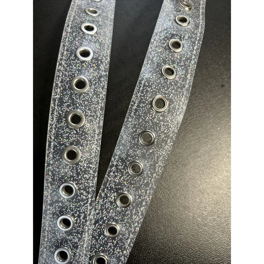 NOBO NWT Women's S/M‎ Clear Belt With Multi Color Glitter Rave Clubbing Goth