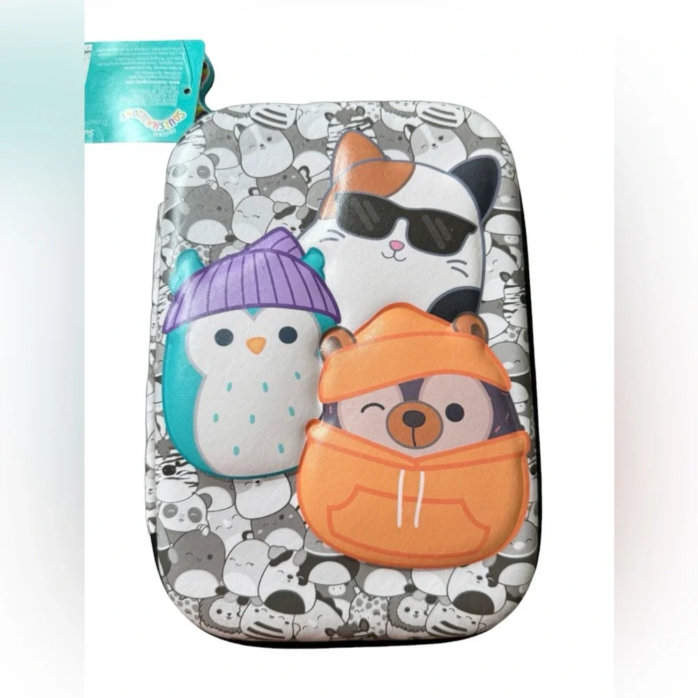 Squishmallows Multicolor Animal Print Zipper Supply Box Pencil Pouch 8x5