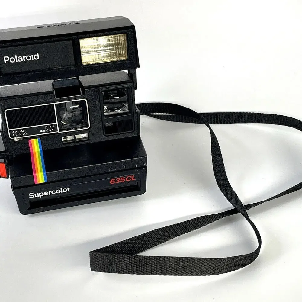 Vintage Polaroid SUPERCOLOR 635CL Camera Rainbow Stripe w/ Strap Untested‎