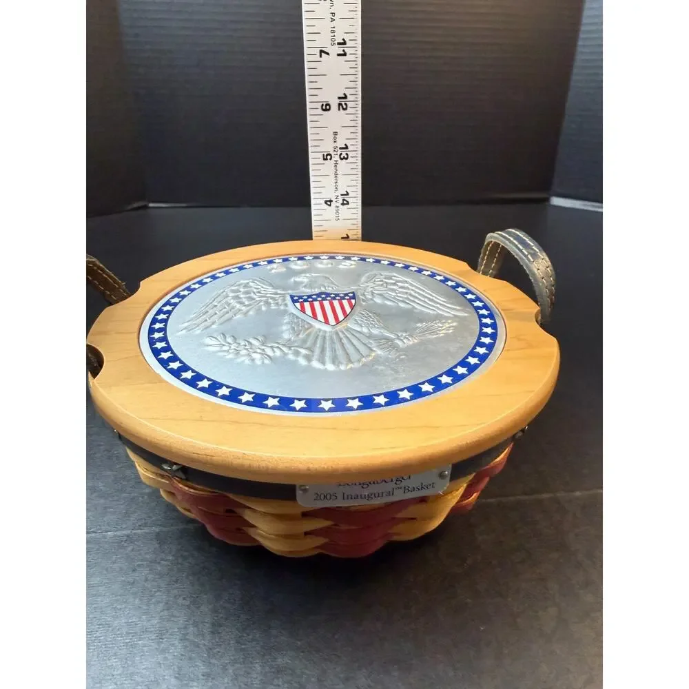 Longaberger 2005 Inaugural Basket, Liner, Protector, Medallion, Lid Combo