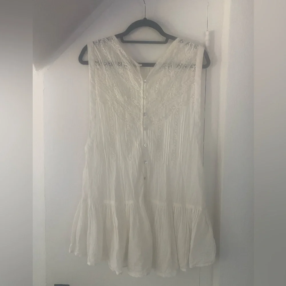 Free People Right in Time Ivory Lace Tunic Dress Ruffle Tier Size Small