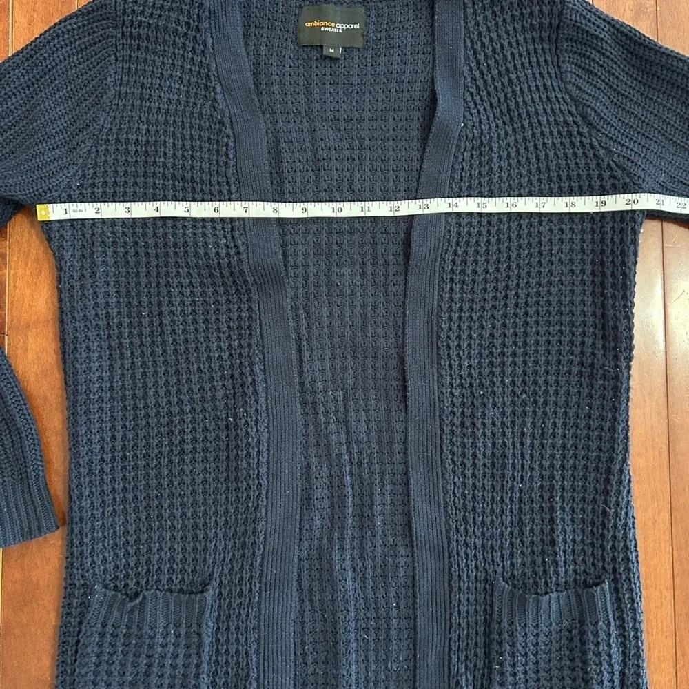 Navy Blue Womens Knit Open Long Cardigan Duster Sweater Size Medium