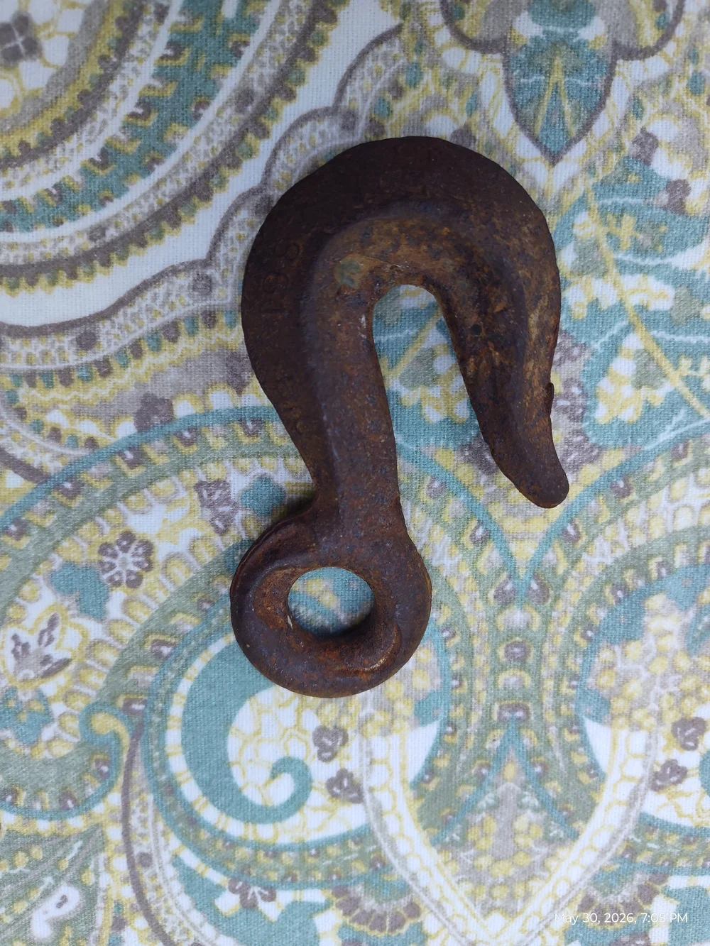 Rustic Rusty Metal Tow Hook Barn or Garage Themed Decor Smaller Size