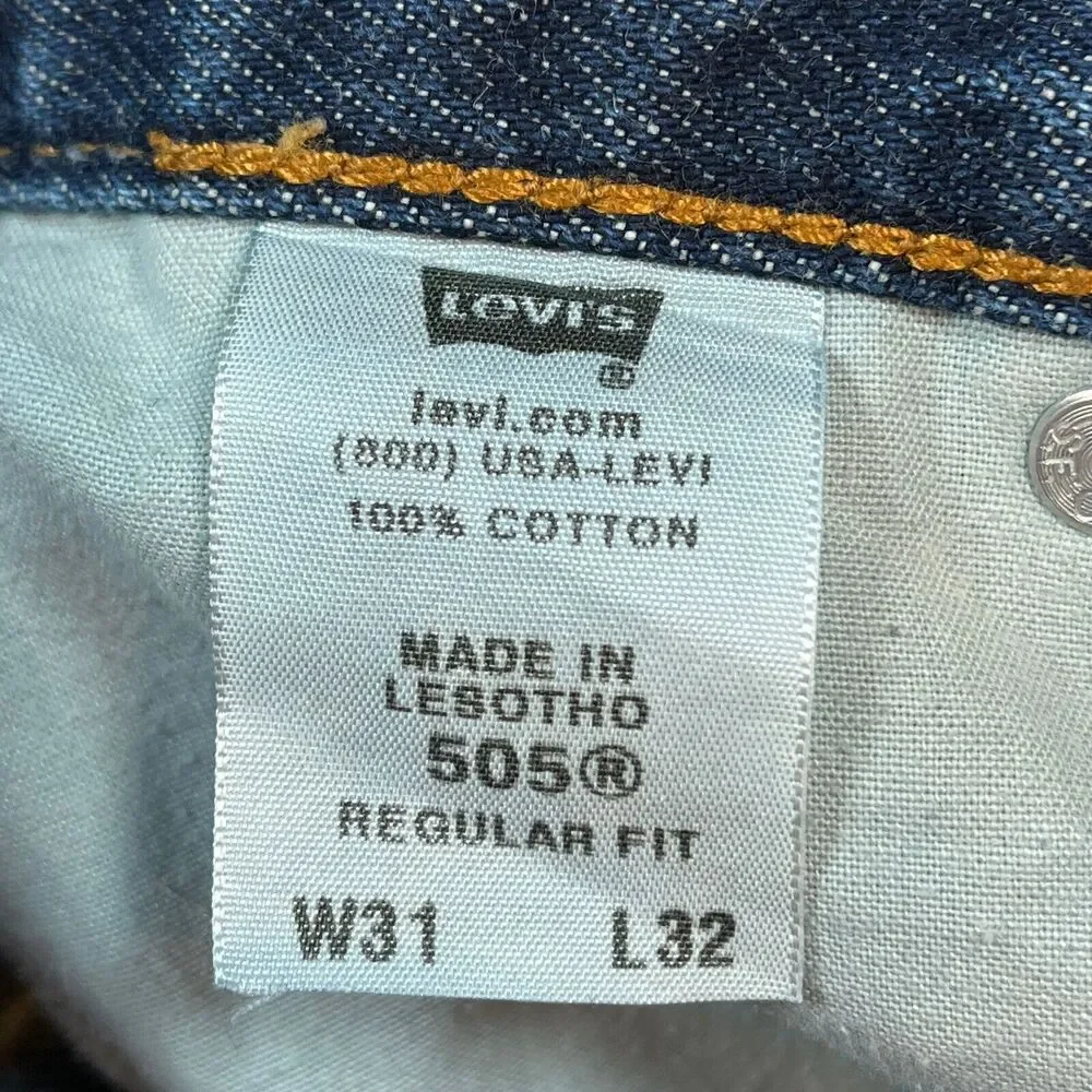 Levis 505 Jeans‎ Mens 30x30 (tagged 31x32) Regular Fit Straight Leg Dark Wash