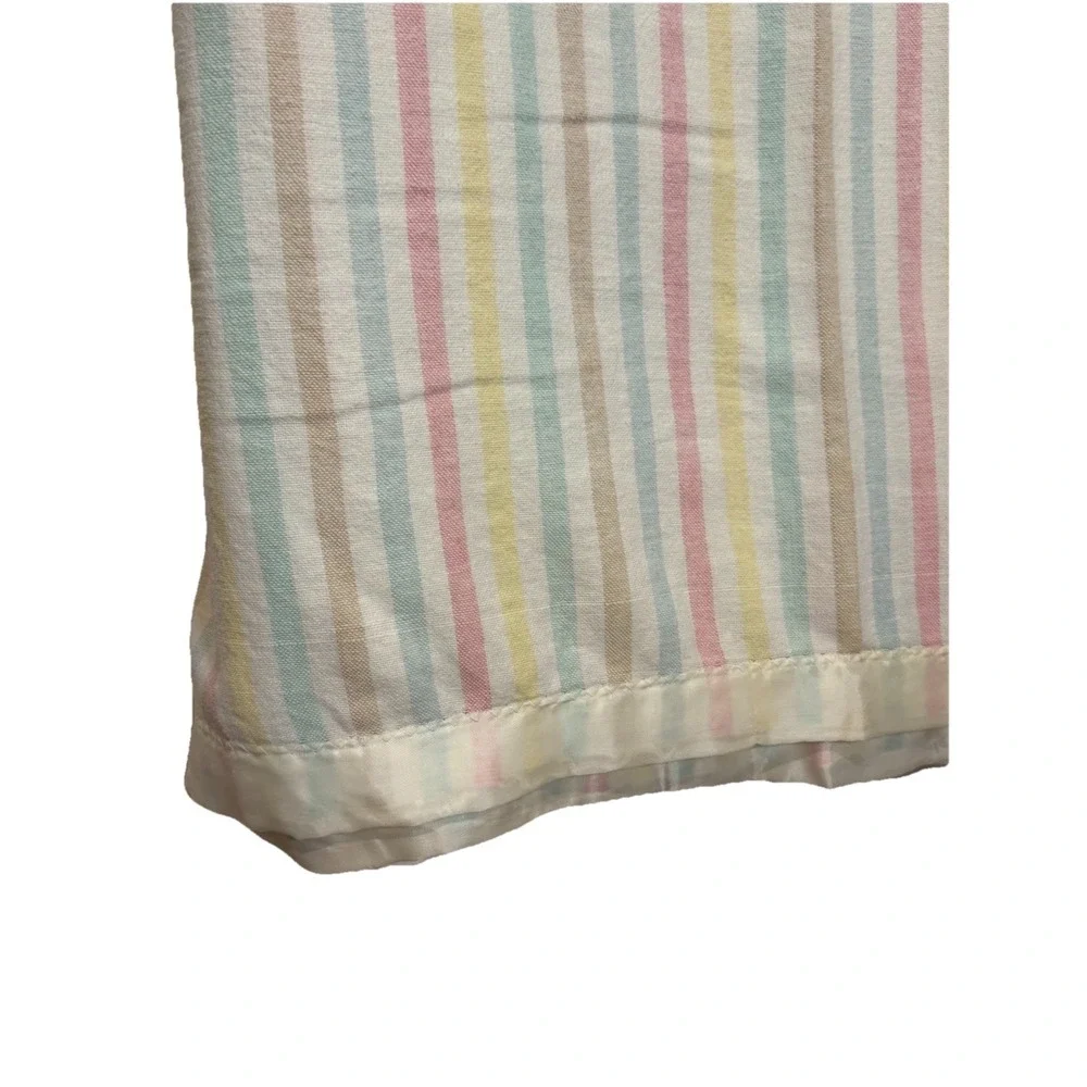 Vintage Cotton Pastel Stripe Blanket Satin Nylon Trim 78