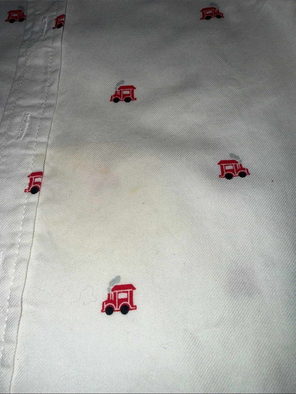 OshKosh B'gosh White Button-Down Shirt with Red Train Motif