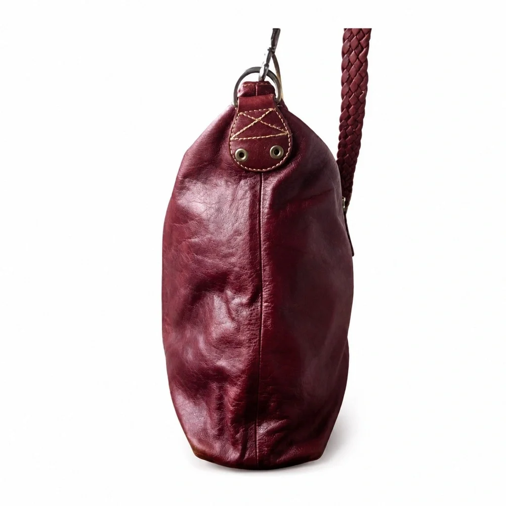 GUCCI Supreme Wine Leather Oversized Messenger Top Zip Bag With: DUST BAG