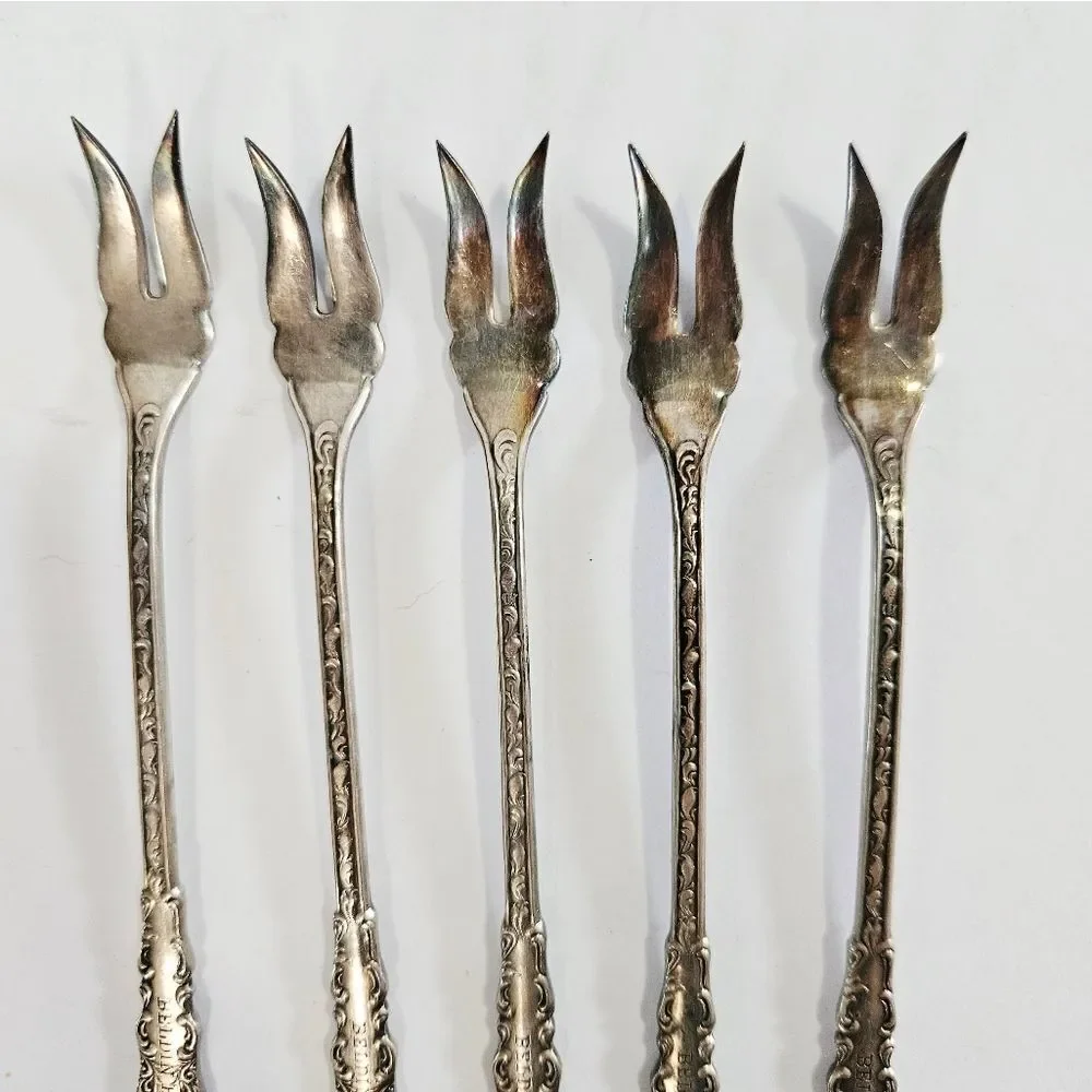 Antique S.L. & G.H Rogers Silver Plate Webster Pattern Set Of 5 Cocktail Forks