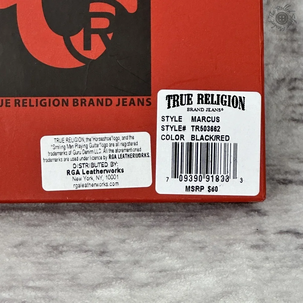 NIB‎ True Religion Bifold Black Wallet Horseshoe Red Key Fob Gift Set MSRP $60