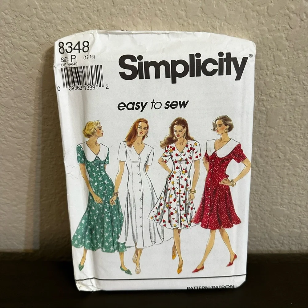 Vintage Sewing Pattern Simplicity Dress Size P Easy To Sew Floral 1990 90s