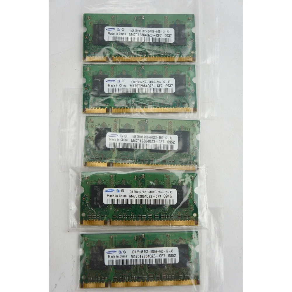 Samsung 1GB RAM Laptop Lot of 5 PC2-6400S DDR2‎ 666MHz SODIMM M470T2864QZ3-CF7