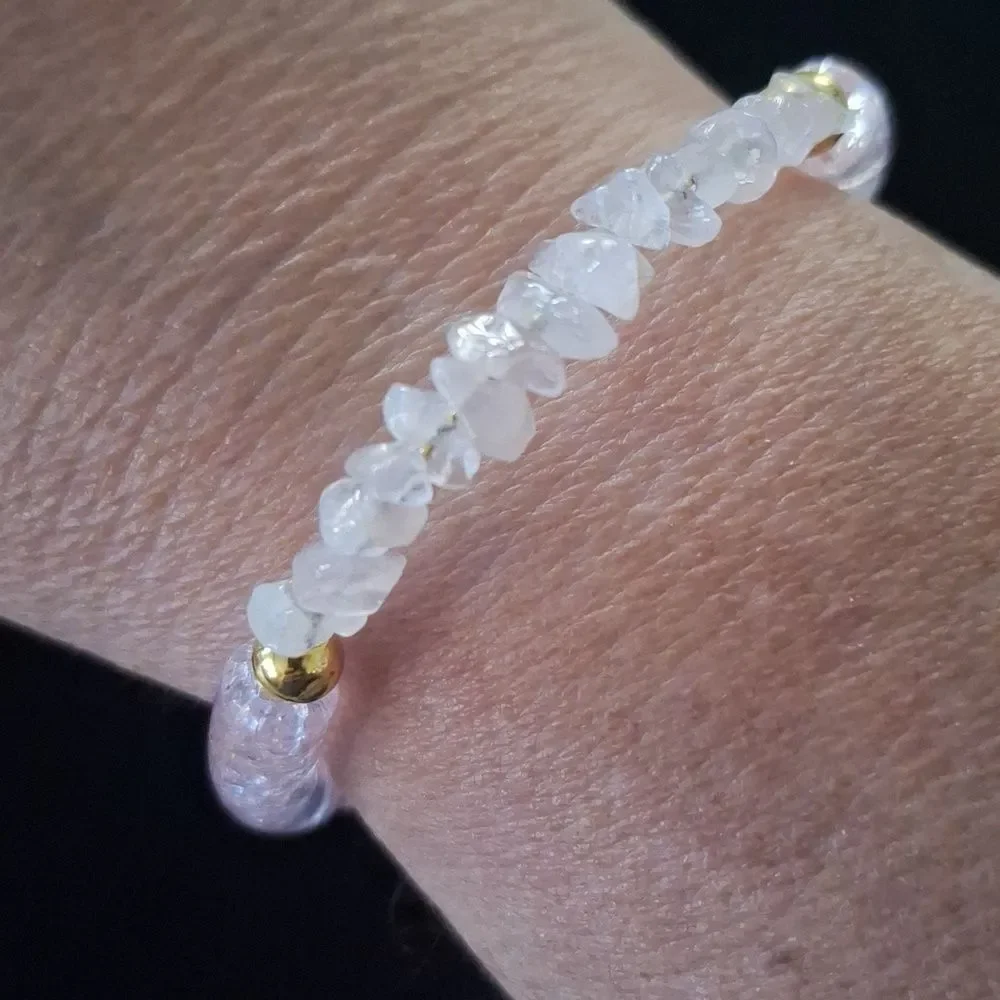 🇺🇸3/$15 Light Pink Bangle Cuff Bracelet Handmade with Stone, Metal, & Plastic