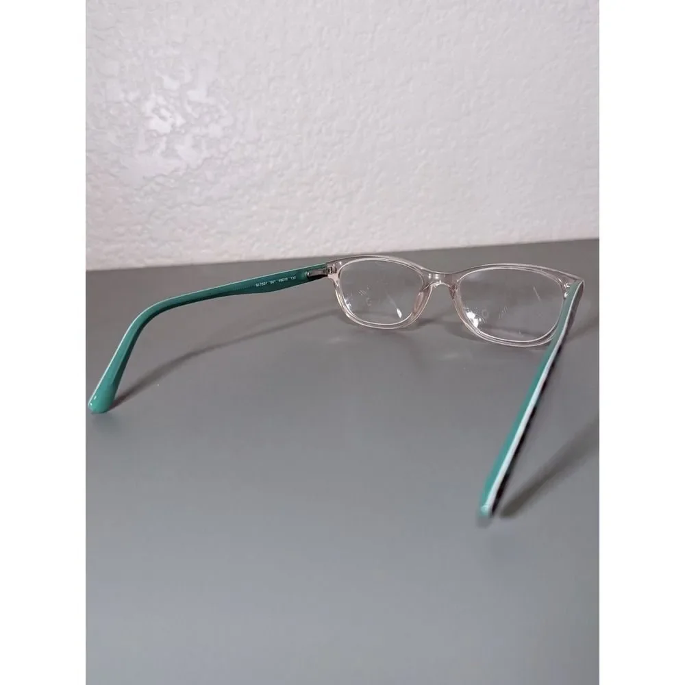 Marchon‎ NYC Junior M-7501 Kids Eyeglasses Pink Clear Teal Heart Print 46-15-130