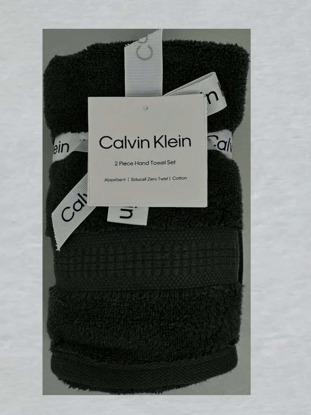 Calvin Klein 2 Piece Hand Towel Set BLACK