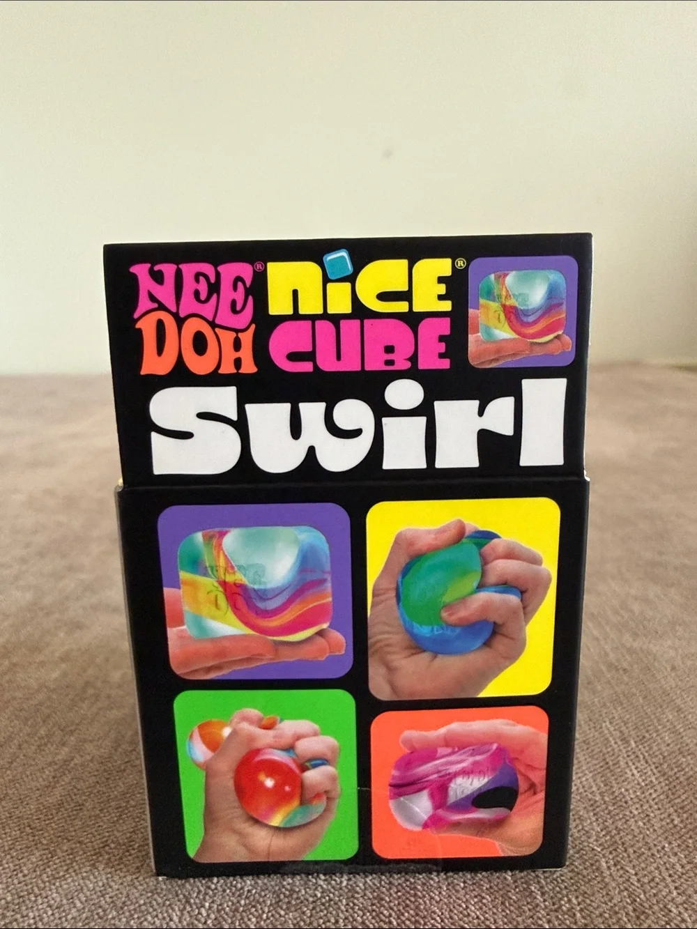 Needoh Nice Cube Swirl Super Solid Squish! - Green, Blue, Purple Swirl