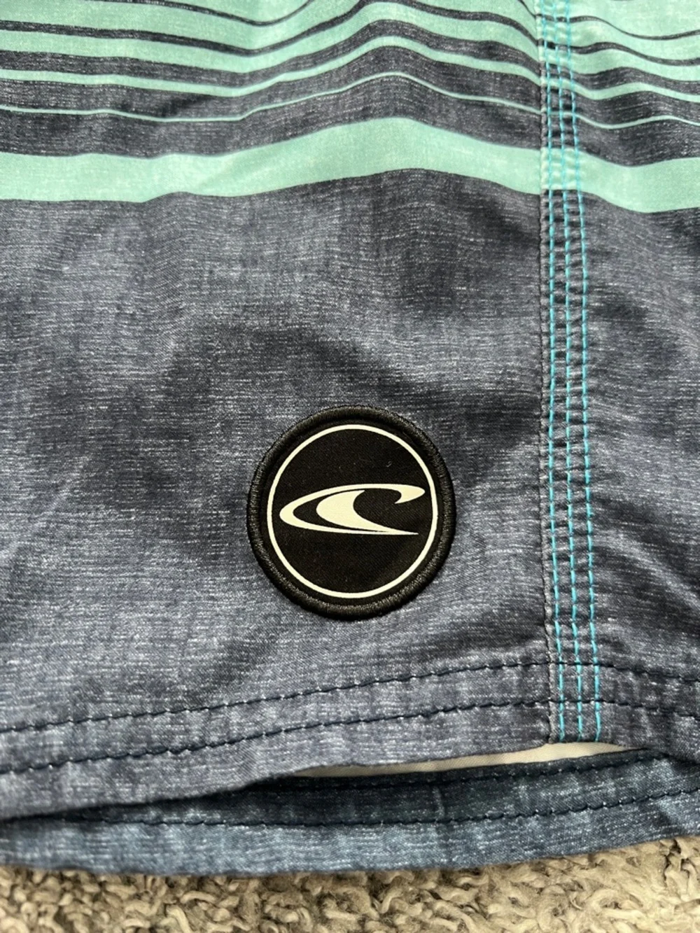 O’Neill Men's Lennox Blue & Orange Striped Boardshorts Swim Trunks - Size 31