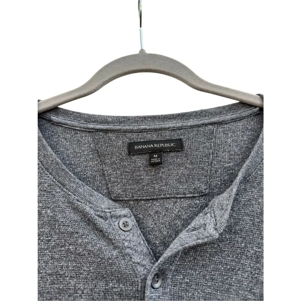 Banana Republic Men's Double Knit Henley Cotton Modal Longsleeve Shirt - Medium